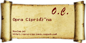 Opra Cipriána névjegykártya